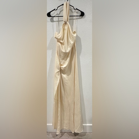 NWOT Ronny Kobo Collection Selina Ivory Halter High Slit Formal Maxi Dress Large - Picture 4 of 17